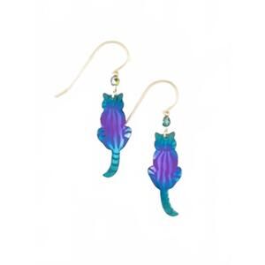 NEW HOLLY YASHI women's sitting kitty drop earrings in purple/turquoise